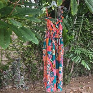 Farm Rio x Anthropologie Pleated Palm Midi Dress